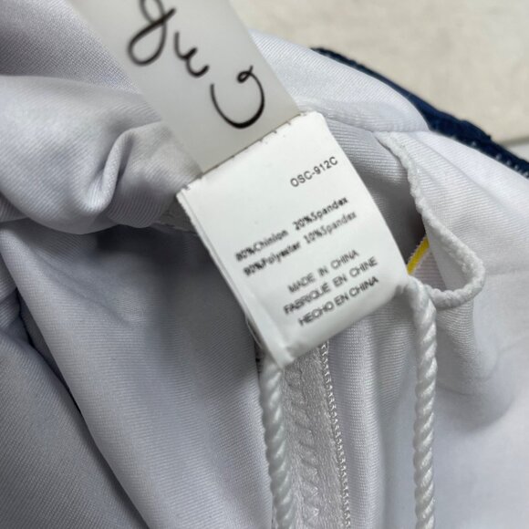 Cupshe Swimsuit Size Large Ruffle One Piece Peplum Stretch Slimming Blue NEW - Picture 5 of 11